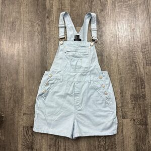 Vintage Y2K No Boundaries Pale Blue Shortalls Short Bib Overalls